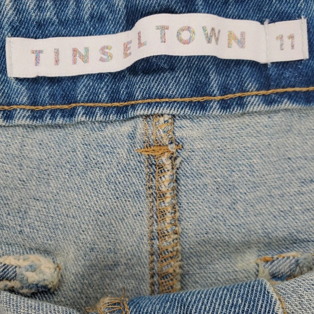 Tinseltown 100% Cotton Cargo Cut Off Denim Shorts Vintage Light Wash Mid Rise 11